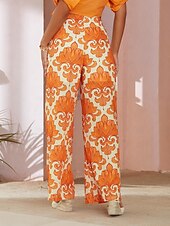 preiswerte Damenhosen-Damen Gerade In voller Länge Urlaub Casual Urlaub Casual Orange Herbst Frühling Sommer XS S M