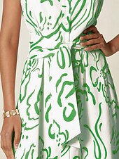 levne Květinové šaty-Dámské letní maxi šaty bez rukávů s áčkovým límcem a páskem, tvarované kapsy, látka v pase, slim fit, modrá, zelená, béžová