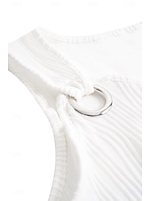 cheap Tank Tops &amp; Camis-Women&#039;s Camisole Tank Top Striped Sleeveless Top One-Shoulder Buttoned Asymmetrical Neckline Casual Blouse for Summer Social Gatherings White