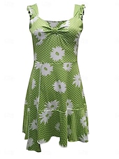 preiswerte Sommerkleider-Damen Freizeitkleid Unterkleid Blumendruck Träger Minikleid Casual Täglich Date Ärmellos Sommer