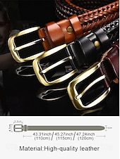 preiswerte Herrengürtel-Geflochtener Ledergürtel für Herren mit Messingschnalle – Vintage-Stil in Schwarz und Braun, verstellbar für Freizeit- und Abendgarderobe