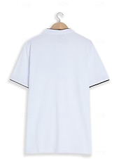 preiswerte Klassisches Poloshirt für Herren-Herren Poloshirt aus Baumwollmischung Golfshirt Straße Lässig Stehkragen Gebänderter Kragen Kurzarm Mode Basic Einfach Klassisch Sommer Normale Passform Marineblau Schwarz Weiß Rot Poloshirt aus