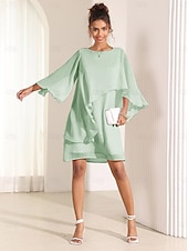 economico Abiti da festa-abito da donna manica a pipistrello chic rosa pastello scollo rotondo vestibilità comoda leggero casual moda estiva lunghezza sopra il ginocchio