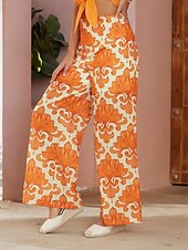 preiswerte Damenhosen-Damen Gerade In voller Länge Urlaub Casual Urlaub Casual Orange Herbst Frühling Sommer XS S M