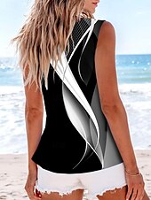 cheap Tank Tops &amp; Camis-Women&#039;s Camisole Tank Top Abstract Modern Sleeveless Notched Neck Daily Black Summer