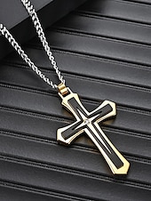 baratos Jóias Masculinas-Homens Colares com Pendentes Prata Preto Dourado Aço Inoxidável Punk Moda Artístico / Retro Cruz
