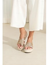 billiga Damsandaler-Damskor i kakifärgat vävt material med espadrillplatåsula, avslappnade slip-on-skor med öppen tå för sommarstrand, semester och vardagsbruk