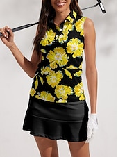 billiga Kvinnors golfkläder-Dam Vandringspolotröja Gul Ärmlös Överdelar Golfkläder för damer Kläder Outfits Bär kläder