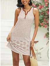 levne Boho šaty-Ženské mini šaty petite šaty tričková šaty tee šaty letní šaty streetwear dovolená městské casual regular fit květinové geometrické bez rukávů rozšířený výstřih khaki léto