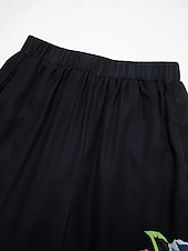 economico Pantaloni-Per donna Femminile Gamba larga Pantaloni Lunghezza intera Raso Elegante Bohemien Vacanza Nero Estate Primavera XS S M