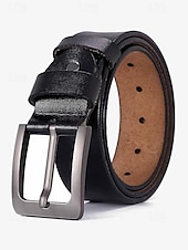 cheap Men&#039;s Belts-Men&#039;s dark brown Black Leather Vintage Fashion