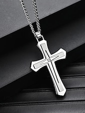 baratos Jóias Masculinas-Homens Colares com Pendentes Prata Preto Dourado Aço Inoxidável Punk Moda Artístico / Retro Cruz