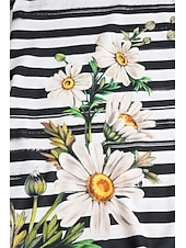 abordables T-shirt floral-T-shirt Femme Daisy Floral Rayé Imprimé Col Rond Manches Courtes Décontracté Été Haut Ajustement Régulier Tee Noir Blanc Jaune
