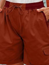 baratos Shorts-Mulheres Calção Misto de Algodão Tecido Curto Branco Verão