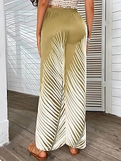 preiswerte weites Bein und hohe Taille-Damen Breites Bein Hosen Hose Casual Lang Blatt Weite Hosen Bedruckt Atmungsaktivität Komfortabel Unelastisch Ausgehen Wochenende Schwarz Weiß Khaki Frühling Sommer Regular Fit