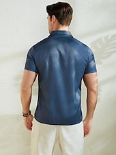 voordelige Etnisch patroon-Voor heren Blad Etnisch Zomer overhemd Normaal shirt Overhemd met knopen Korte mouw Modieus Comfortabel Vakantie Dagelijks Feestdagen Zomer Revers Afdrukken Voorvak Rood blauw Groen Donkergrijs