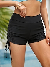 billiga Bikiniunderdelar-Dam Badkläder Bikiniunderdel Shorts Baddräkt Snörning Snabbtorkande Grundläggande Ensfärgat Slät Ärmlös Baddräkter