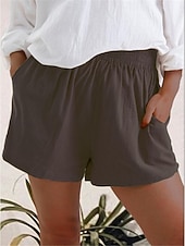 ieftine Bermude-Pentru femei Pantaloni Scurți De Bază Casual Scurt Talie Înaltă Simplu Buzunar Design Elastic cu Cordon Cut înalt Respirabilitate Απαλό Micro-elastic Vacanță Stradă Purtare Zilnică Gri Închis Rosu