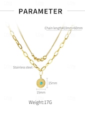 cheap Women&#039;s Necklace-Women&#039;s Elegant Gold-Plated Chain Necklace with Turquoise Center Medallion - Durable Stainless Steel