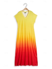 economico Abiti Tie Dye e Gradient-Abito Maxi Donna Abito Casual Abito Estivo Abito Shift Abito Tropicale Spalla Cadente Vacanza Vestibilità Larga Ombre Arco Iris Gradiente di Colore Manica Corta V Collo Blu Viola Chiaro Arancione