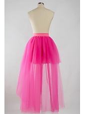 Χαμηλού Κόστους Κάτω-γυναικείο μεσοφόρι κάτω από φούστα τούλι hi-lo μακριά tutu τούλι bustle φούστα ελαστική μέση φεστιβάλ φούστα πάρτι