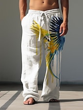 economico Classico-Per uomo Animale Uccello Pantaloni di Lino Pantaloni Larghi Misura del girovita medio Hawaiano Casual All&#039;aperto Abbigliamento casual alla moda Elastico in vita Primavera &amp; Autunno Autunno &amp; Inverno