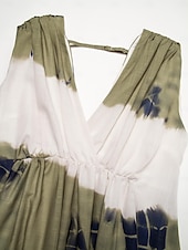 economico Abiti da vacanza-Per donna Abito Elegante Abito Lungo Maxi Abito Verde Senza Maniche Sfumatura Stampa Estate Scollo a V Vacanza Casual Quotidiano S M L