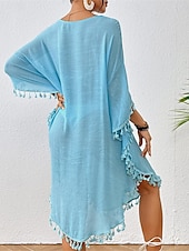 preiswerte Weiße Spitzenkleider-Damen Minikleid Weißes Kleid Spitzenkleid Hemdblusenkleid Sommerkleid Streetwear Basic Lässig Urlaub Straße Ferien Normale Passform Dreiviertelarm Rundhalsausschnitt Schwarz Weiß Blau Orange Sommer