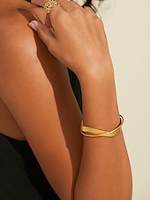 baratos Pulseira Feminina-Mulheres Bracelete Dourado Latão Elegante