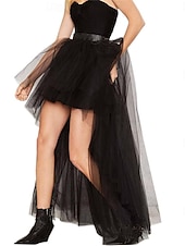 Χαμηλού Κόστους Κάτω-γυναικείο μεσοφόρι κάτω από φούστα τούλι hi-lo μακριά tutu τούλι bustle φούστα ελαστική μέση φεστιβάλ φούστα πάρτι