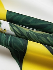 halpa Tyylikkäät kukkaiset mekot-Naisten Helma Maxi Satiini Maxi Maksimekko Keltainen Puolihiha Hedelmä Painettu Kevät ja kesä V kaula-aukko Hameet Loma S M L