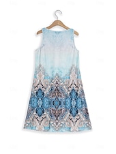 cheap Boho Dress-Women&#039;s Mini Dress Casual Dress Petite Dress Sundress Tank Dress Vintage Ethnic Tribal Vacation Street Holiday Loose Fit Floral Sleeveless Crew Neck Royal Blue Blue Green Summer Spring