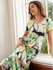 ieftine Rochii florale-rochie lungă rochie maxi rochie lejeră cu mânecă scurtă vară primăvară