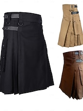 olcso Alsók-Utcai sikk Stílusos Klasszikus stílus Szoknya Skót Utility Kilts Ren Faire Szegecs Pliszé Tömör szín Férfi Kelta Farsang Parti Halloween Szoknya Cross-Season