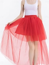Χαμηλού Κόστους Κάτω-γυναικείο μεσοφόρι κάτω από φούστα τούλι hi-lo μακριά tutu τούλι bustle φούστα ελαστική μέση φεστιβάλ φούστα πάρτι