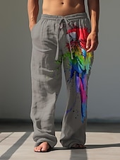 economico Classico-Per uomo Animale Uccello Pantaloni di Lino Pantaloni Larghi Misura del girovita medio Hawaiano Casual All&#039;aperto Abbigliamento casual alla moda Elastico in vita Primavera &amp; Autunno Autunno &amp; Inverno