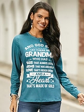 Χαμηλού Κόστους Χιούμορ και αποσπάσματα-Γυναικείο T- shirt Κοντομάνικο Μακρυμάνικο Τοπάκι Γράμμα Εκτύπωση Κανονικά Τοπ Στρογγυλή Λαιμόκοψη Καθημερινή Έξοδος Ροζ Μπλε Πράσινο Γκρι Άνοιξη  Φθινόπωρο