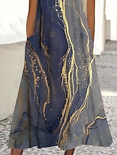 ieftine Rochii boho-Rochie Maxi pentru Femei Rochie Tank Imprimat Floral Ombre Buzunar Guler Rotund Rochie Midi de Zi cu Zi Vacanță fără Mâneci Vară Primăvară