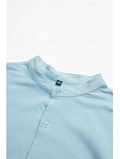 economico Classico-Per uomo Camicia Camicia con colletto a fascia Camicia estiva Abbigliamento mare Maglietta informale Camicia con bottoni Liscio Da mare Informale Nero Bianco Rosa Verde Manica lunga A fascia