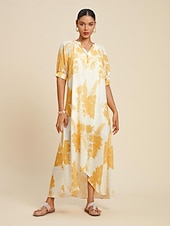 abordables robe décontractée imprimée-robe longue fleurie à col en V et coupe basse