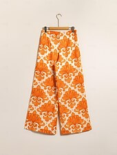 preiswerte Damenhosen-Damen Gerade In voller Länge Urlaub Casual Urlaub Casual Orange Herbst Frühling Sommer XS S M