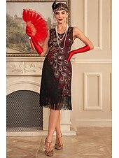 cheap Dresses-Retro Vintage Roaring 20s 1920s Flapper Dress Cocktail Dress The Great Gatsby Wedding Guest Sequins Tassel Fringe Women&#039;s Masquerade Party / Evening Wedding Reception Bachelorette Party Adults&#039; Dress
