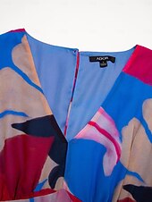 abordables Robes décontractées-Femmes Robe d&#039;invité de mariage Robe d&#039;Été Robe d&#039;été Robe Longue Maxi Robe Rose rouge manche longue Mode Fleurs Fleurs / Plantes Col en V Ourlet irrégulier Style Floral Printemps &amp; Été Col en V