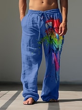 economico Classico-Per uomo Animale Uccello Pantaloni di Lino Pantaloni Larghi Misura del girovita medio Hawaiano Casual All&#039;aperto Abbigliamento casual alla moda Elastico in vita Primavera &amp; Autunno Autunno &amp; Inverno