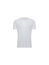 halpa Rento Henley T-paita-Miesten Lyhythihainen paita Ribbineulos T-paita T-paita Yhtenäinen väri Pit Strip Henley ei-tulostus ulko- Kausaliteetti Lyhythihainen nappi Vaatetus Urheilu Päivittäin