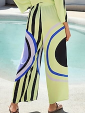 levne Kalhoty-Dámské Kalhoty Volný Rovné Plná délka Moderní soudobé Plážový styl Denní nošení Dovolená Multi Color Jaro léto XS S M