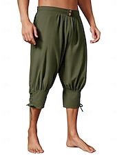economico Fondi-Medievale Rinascimento 17° secolo Pantaloni Pantaloni da pirata Pirata Vichingo Crociato Coulisse Tinta unita Costume Per uomo Costumi da pirata Fantasia Halloween Mascherata Halloween LARP Fiera