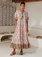 Per donna Vestito a ruota Abito Stampato Abito maxi Arcobaleno Maniche Corte Totem Nazionale Stampa Estate Scollo a V Vacanza Etnico. XS S M economico Abiti floreali-Per donna Vestito a ruota Abito Stampato Abito maxi Arcobaleno Maniche Corte Totem Nazionale Stampa Estate Scollo a V Vacanza Etnico. XS S M