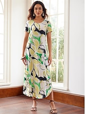 ieftine Rochii florale-rochie lungă rochie maxi rochie lejeră cu mânecă scurtă vară primăvară