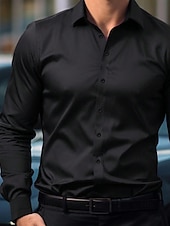 halpa Viralliset puvut-Miesten rento paita kotiinpaluun vakiosovitus pitkät hihat kauluskäänteet yksivärinen polyesteri musta valkoinen vaaleanpunainen 2025